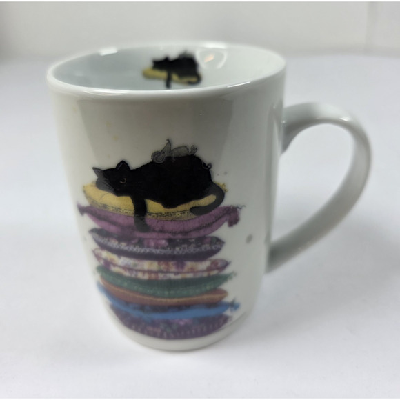 Kiub Jane Crowther Adorable Porcelain Sleeping Cat Coffee Mug bug art - Picture 3 of 7
